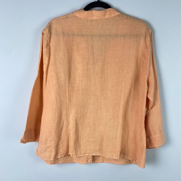 Cut Loose Linen Button Up Shirt Womens XL Orange 3/4 Sleeves - Picture 6 of 10
